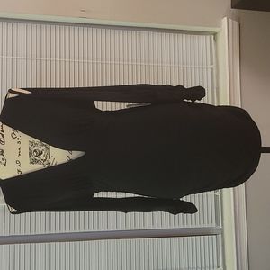 Forever 21 BLACK RUCHED KEYHOLD SLEEVE BLACK DRESS